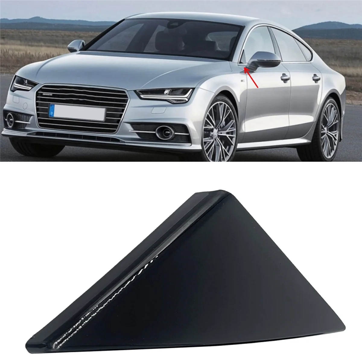 

N31R_Car Left Side Door Mirror Triangle Plate Cover 4G8837637A for Audi A7 2011-2016 Window Triangle Plate