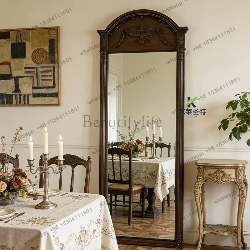 French retro full-body mirror medium and ancient style home landing fitting mirror