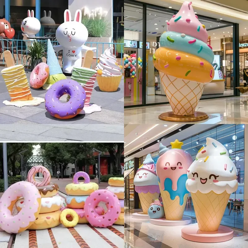 Customizable Large Life-Size Professional Factory Animal Fiberglass Dessert Sculptures Hand-painted Lifelike Resin Crafts