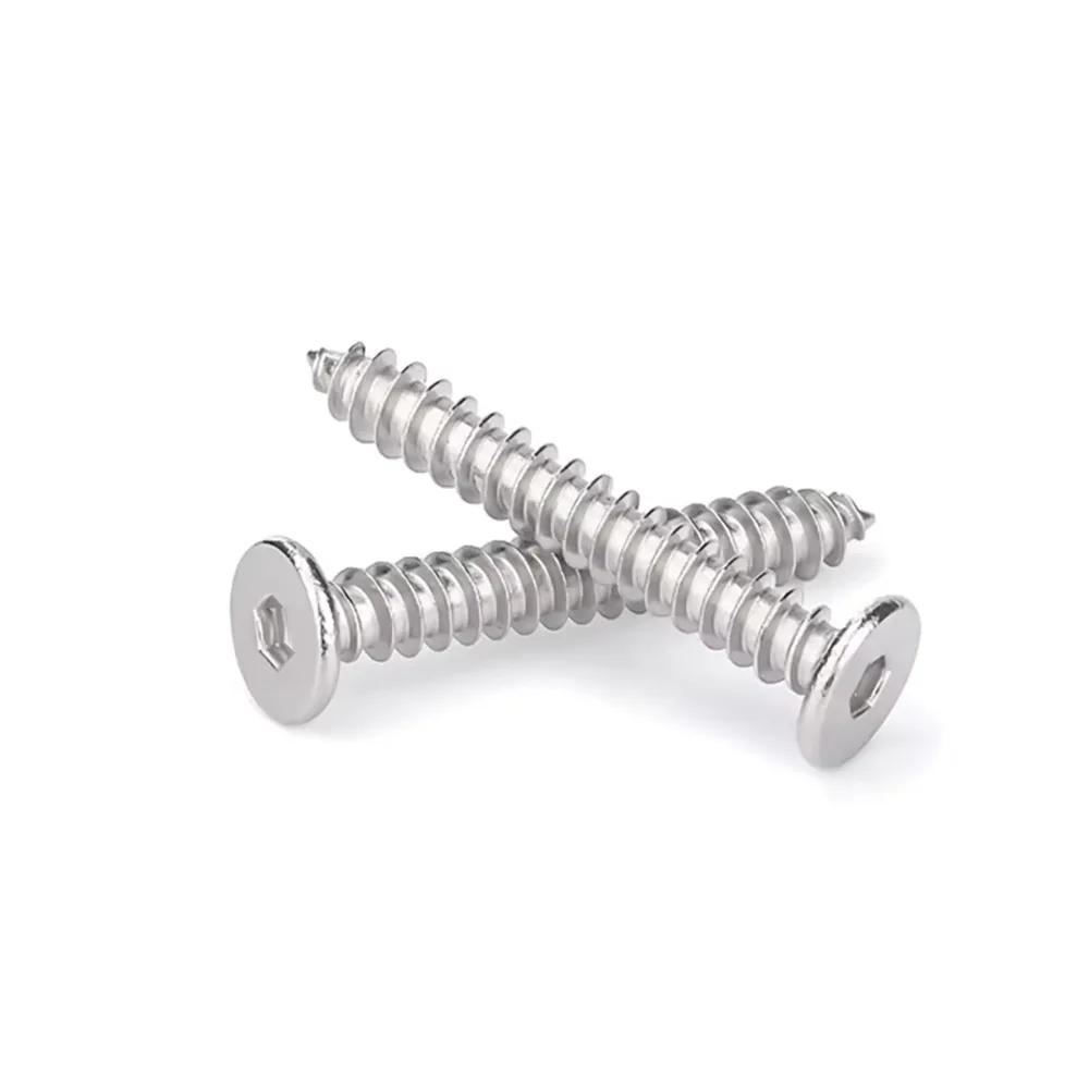 304 Stainless Steel CM Hex Socket Ultra Thin Flat Head Tapping Screw Super Low Profile Head Self Tapping Screw M2 M2.6 M3 M4 M5