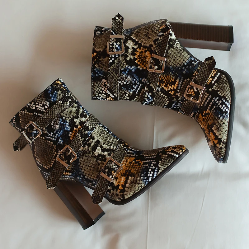 

Kcenid модные осенне-зимние ботинки на толстом каблуке для женщин, короткие ботинки с квадратным носком и пряжкой на ремне, женские современные большие размеры 49 50