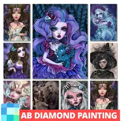 Aurora Borealis Gothic New DIY 5D Diamond Painting Cartoon Girl Gothic Doll Mosaic Embroidery Art Rhinestone Mosaic Home Decor