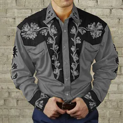 Retro Western Cowboy Fashion Style Long Sleeved Shirt Commuter Business Shirt Men's Clothing 2024 New MB12