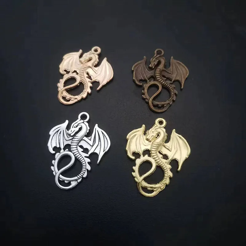 8 pcs/lot 35x27mm 3 Colors Animals Mini Flying Dragon Pendant Charm For Jewelry Pendant Making Wholesale