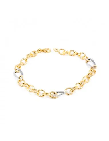 Two-tone bracelet for women textured and smooth link