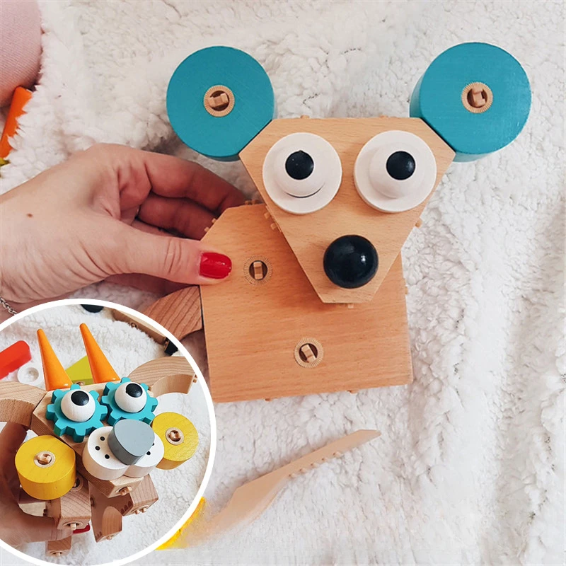 Toddler Toys Puzzle 3d Insert Fun and Ever-changing Cute Pets Montessori Educational Games Kids Wooden Board Games Constructor