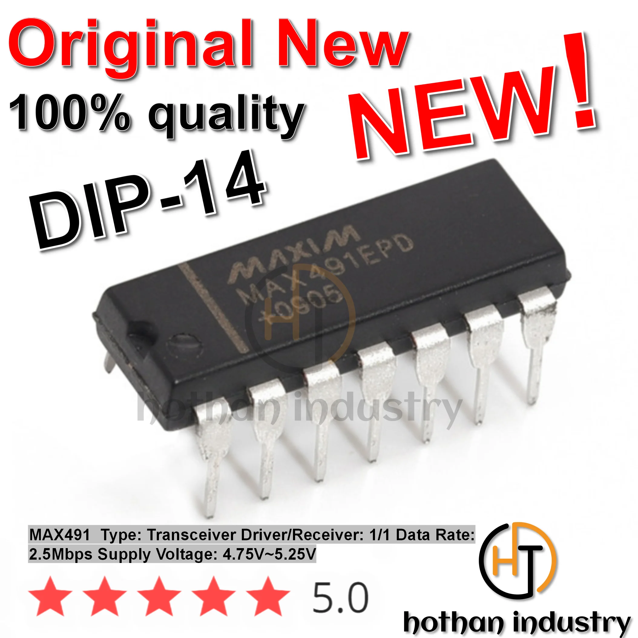 【1PCS】hothan 2021+ 100% Imported New Original MAX491EPD Transceiver Driver/Receiver: 1/1 Data Rate: 2.5Mbps 4.75V~5.25V