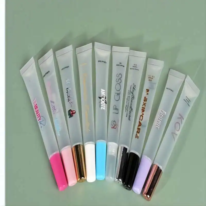 Print Logo 15ml 100 Pcs squeeze Lipstick Tubes Transparent Color Lip gloss Tube