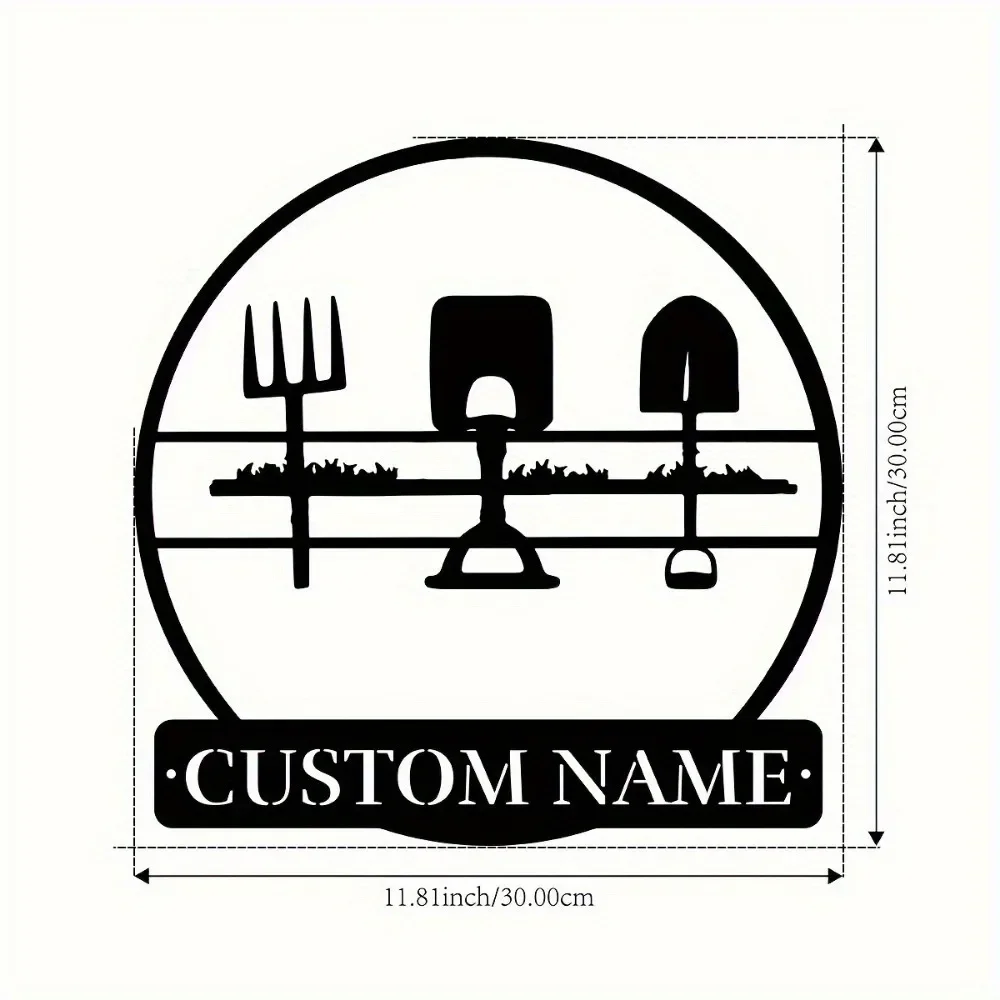 1PC Custom Metal Garden Tools Wall Art Personalized Family Name Perfect Indoor Outdoor Home Decor Rustic Gift Yard Accent Design