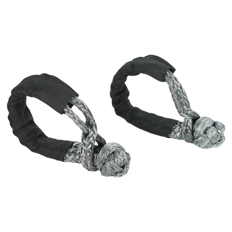 2PCS Gray 1/2Inch X 22Inch Soft Hook and Loop Rope Synthetic Traction Recovery Strap 43000LBS Breaking Power