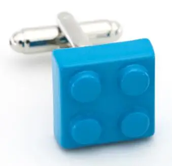 Blocks Cufflinks For Men Classic Toy Design Quality Brass Material Sky Blue Color Cuff Links Wholesale&retail image 3