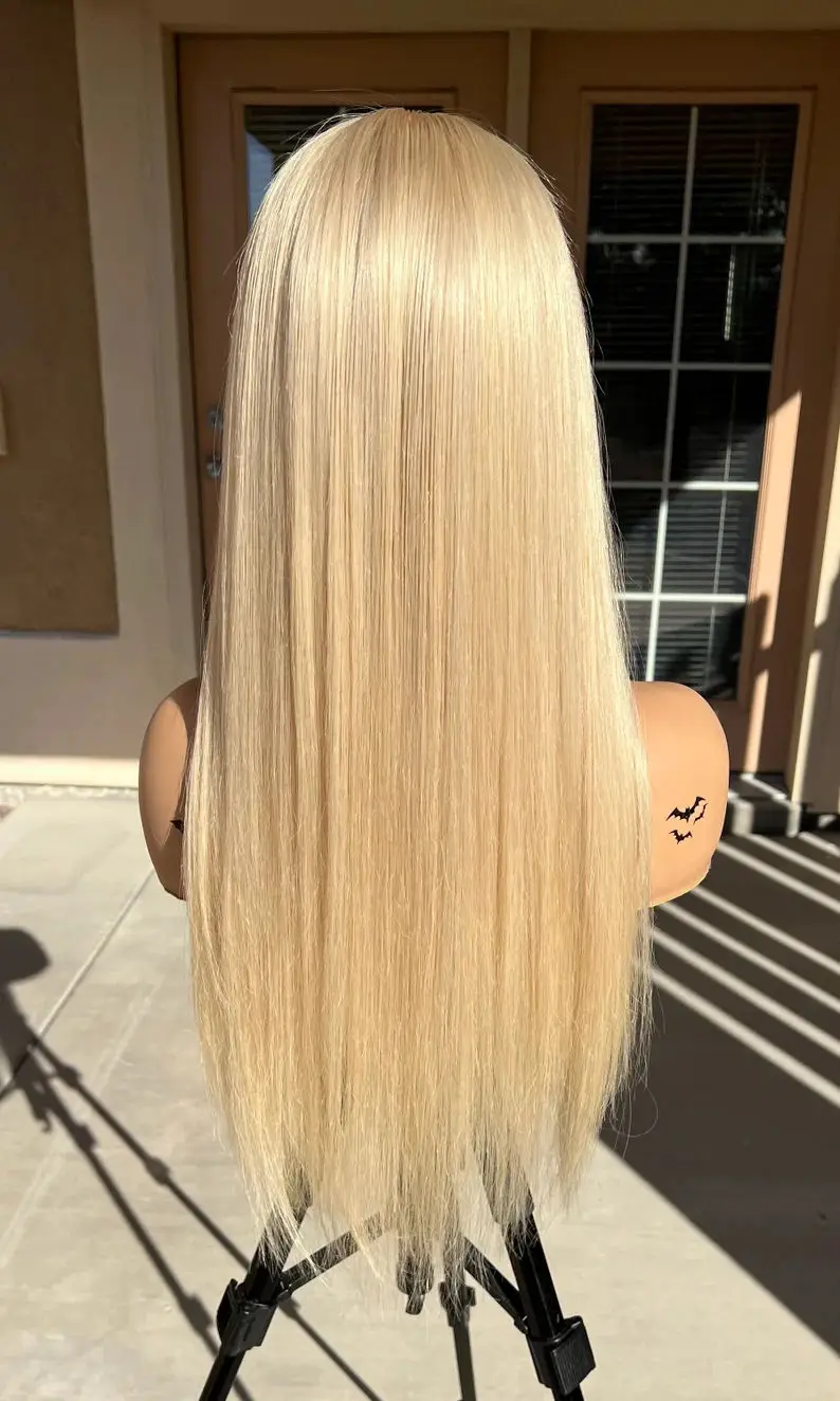 متنوعة الطبيعية مستقيم الاصطناعية الدانتيل الباروكات مرونة طويلة طول أشقر فاتح المرأة شعر مستعار امرأة سمراء الألياف غلويليس الباروكات #5