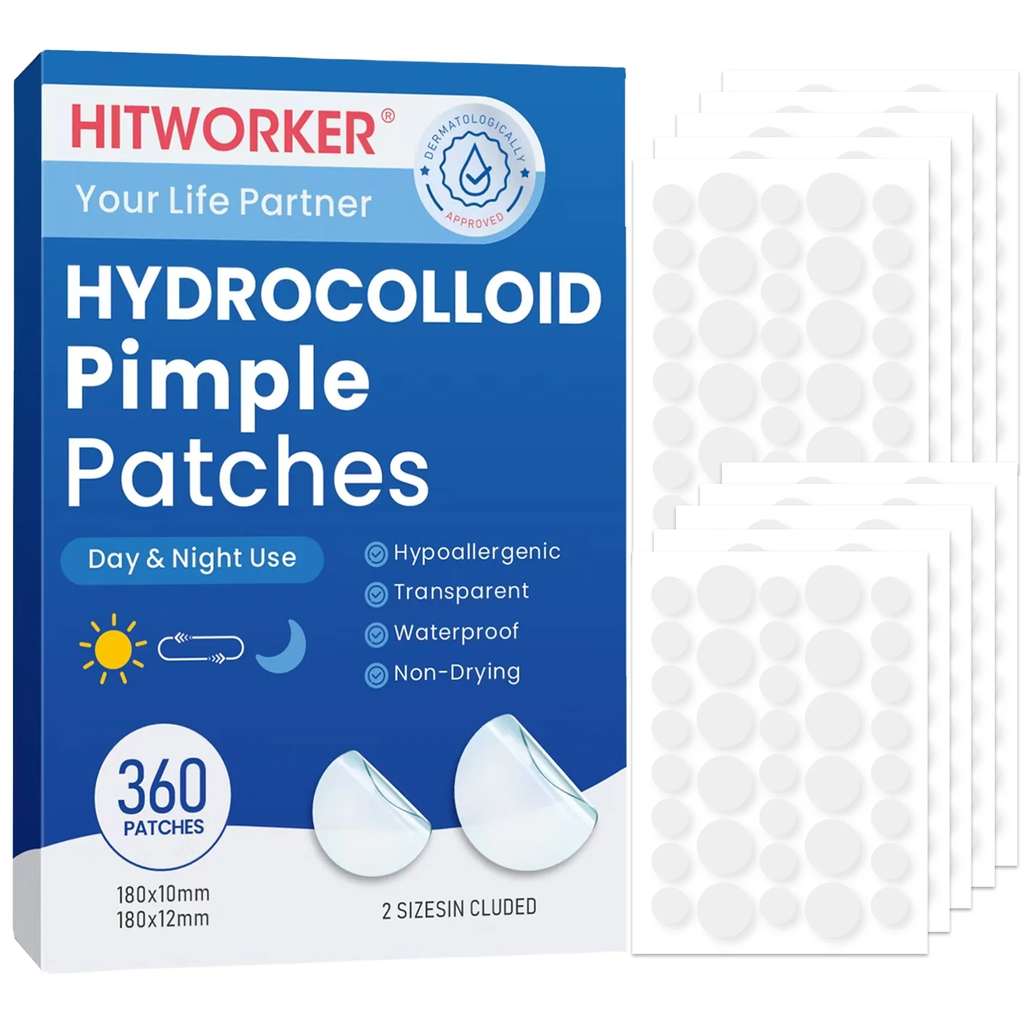 رقع حب الشباب هيدروجيل، 360 قطعة في كل صندوق، رقع حب الشباب للتنظيف العميق، تغطية البثور بشكل فعال، مناسبة لكل من الرجال #1