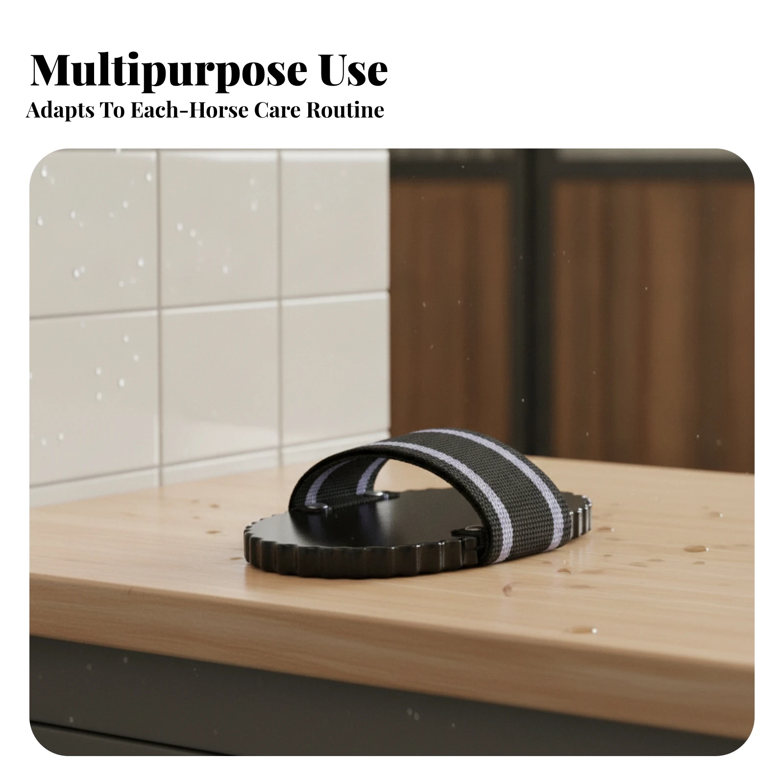 Black Finish Rounded Edge Horse Sweat Scraper Circular Sweat Scraper Animal Grooming Tool Ergonomic Grip