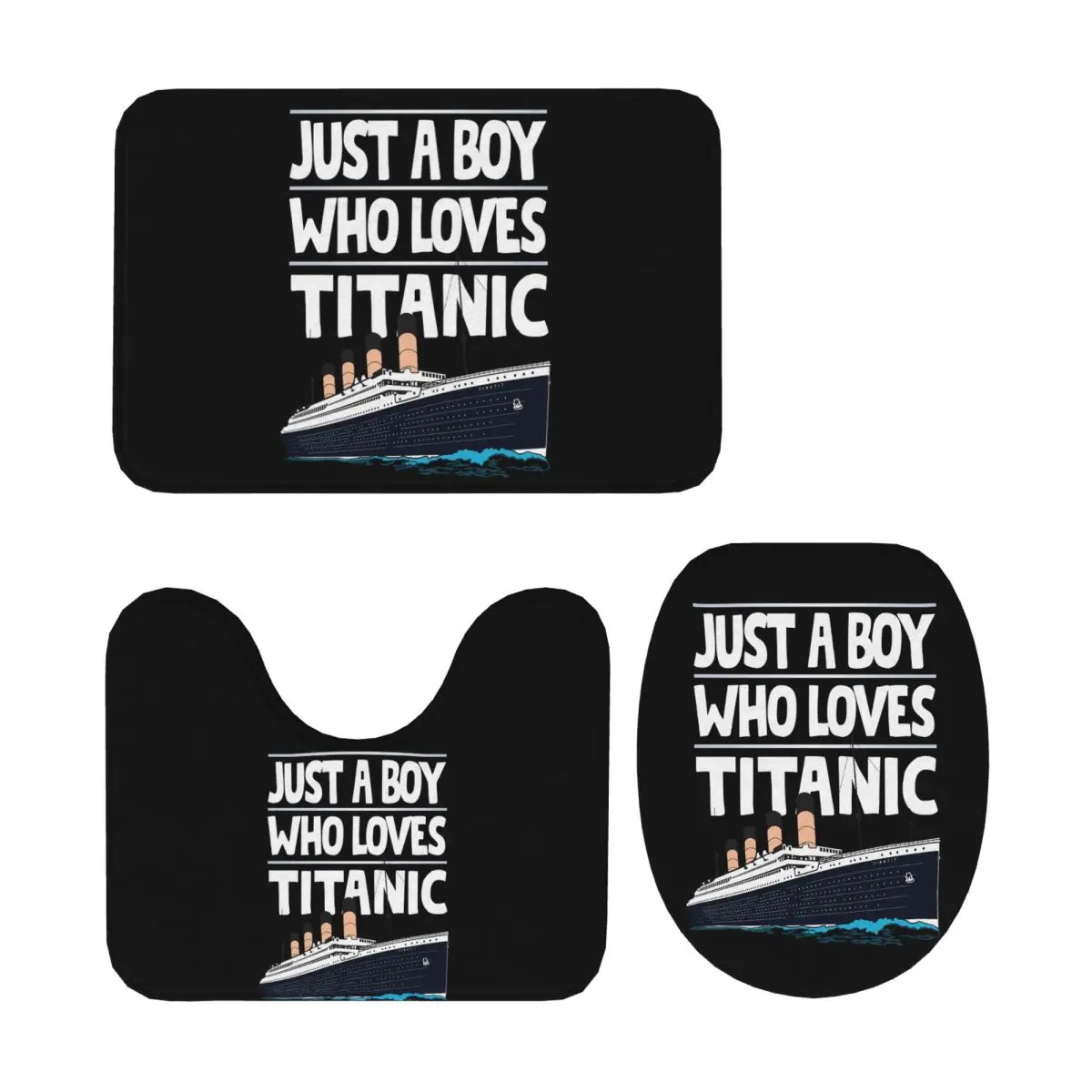 

Just A Boy Who Loves Titanic Titanic Корабль Подарок для мальчиков Дети 3-х предметный коврик для ванной Набор для ванной комнаты Крышка для унитаза Ковер Напольный коврик