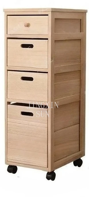 Solid wood dining side cabinet four or five buckets storage cabinet drawer locker bedroom removable