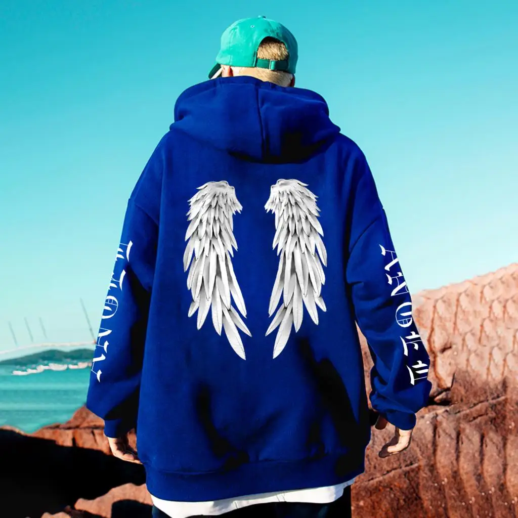 Angel Wings Personality Pattern Female And Man Hoodies Harajuku Fleece Hooded Fashion S-Xxl Casual Pullovers Hip Hop Loose men