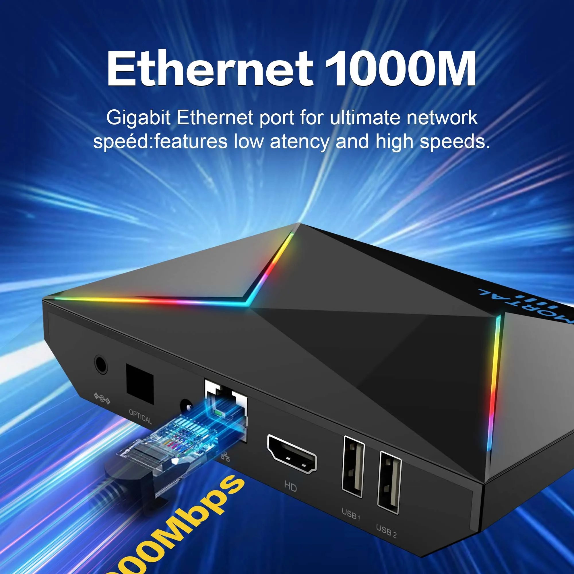 หุ่นยนต์14.0 สมาร์ททีวีกล่อง Youtube Netflix Google Assistant 8K AllwinnerH728 Wifi 6 BT5.0 + กล่องรับสัญญาณหลายภาษา Mortal T9