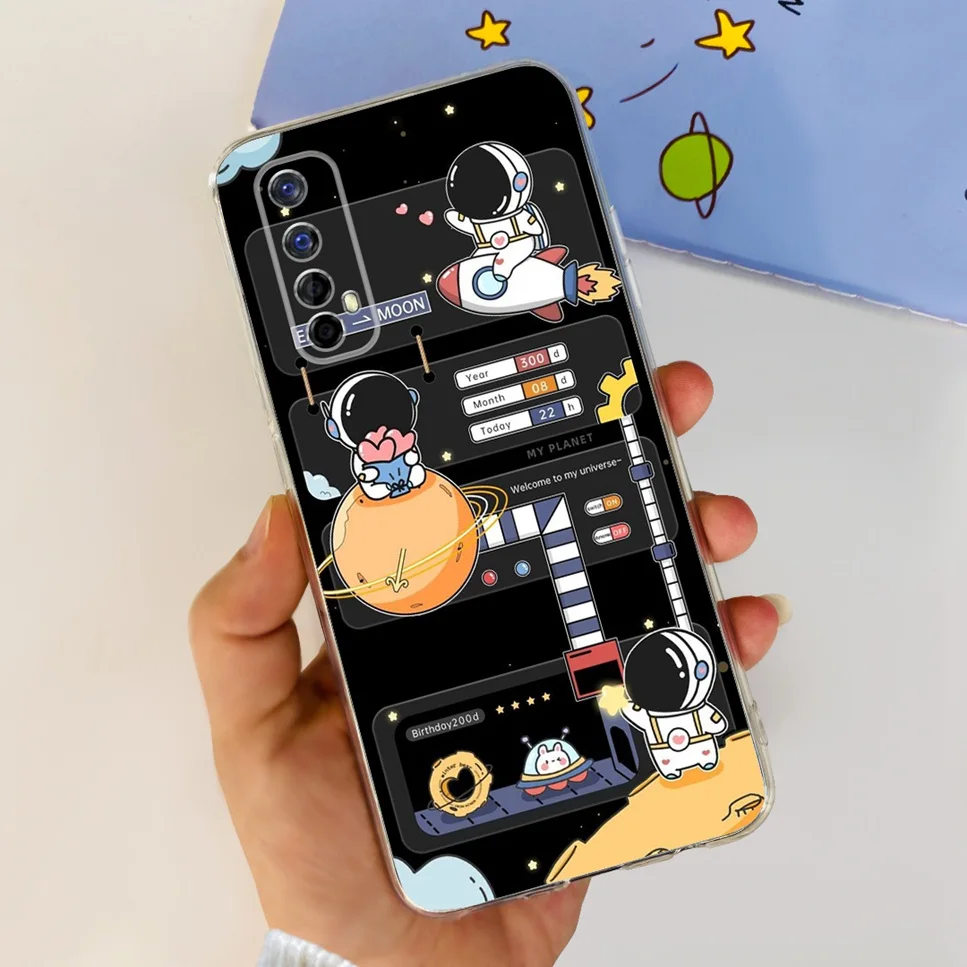 For Realme 7 RMX2155 Case Luxury Butterfly Daisy TPU Soft Silicone Clear Cover For Oppo Realme 7 realme7 6.5\