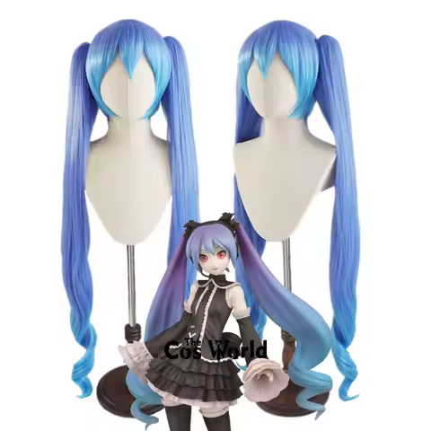 VOCALOID Miku Gothic 120cm Long Wavy Anime Cosplay Wigs Fiber Heat Resistant Synthetic Hair + Wig Cap