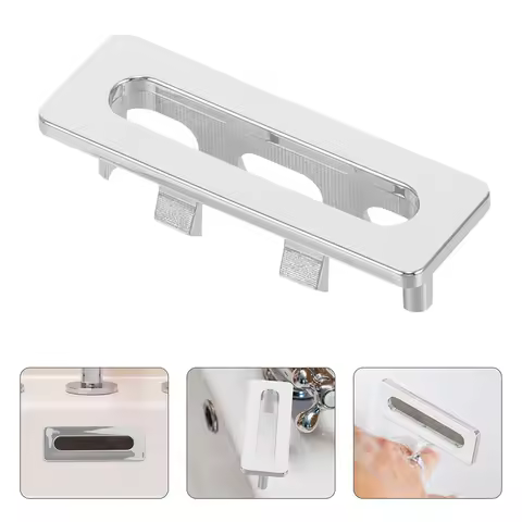 2pcs Basin Overflow Cover Rectangle Plastic Trim Cap For Kitchen Bathroom Sink Durable Universal Fit Easy Installation