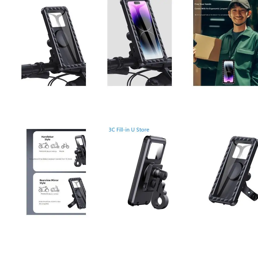 G8TA 360 Degree Rotatable Waterproof Phone Mount with Fast Release & Not Shock Design Easy to Use for Bike Motorcycle