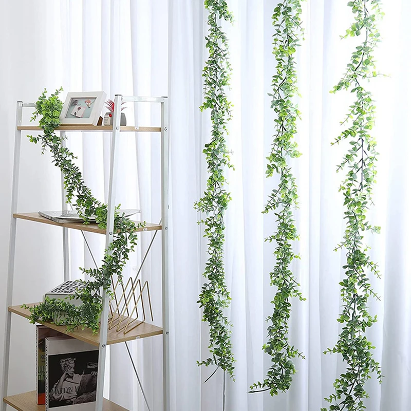 

180cm green rattan artificial plant Eucalyptus leaves Ivy garland vine home living room decoration wall hanging fake flowers 1pc