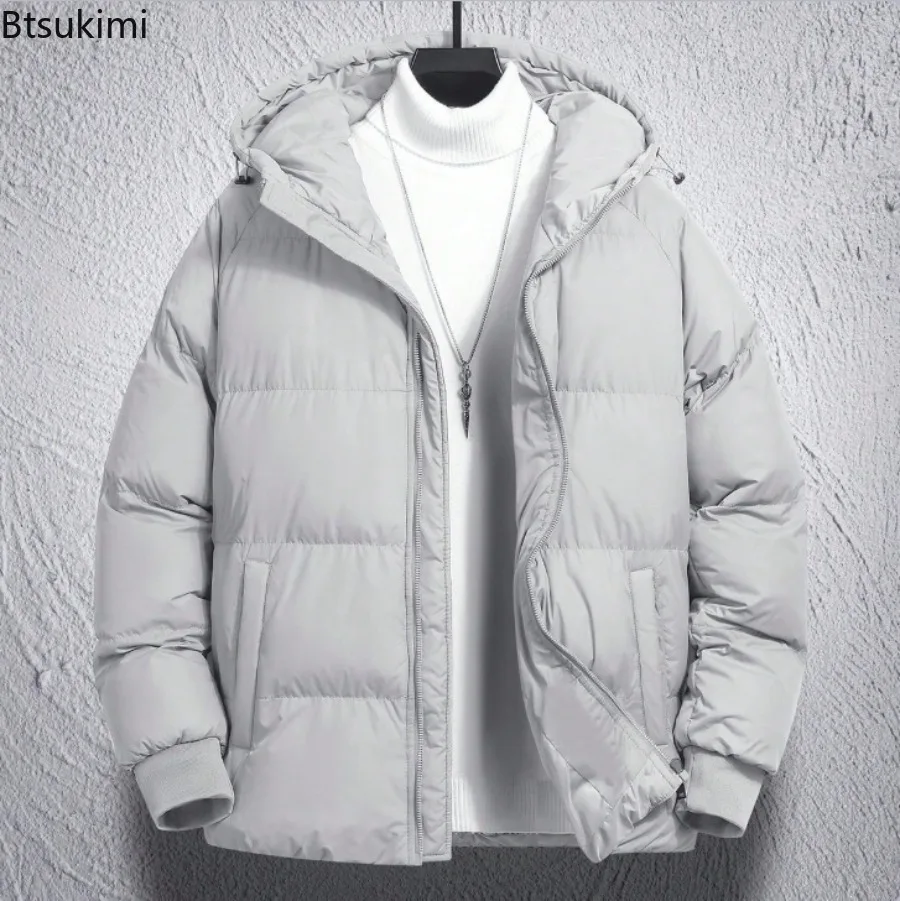 Men's Winter Coat Casual Sport Jacket Cotton Thickened Hooded Jacket Casual Sport Loose Solid Hooded Autumn Winter Warm Jackets