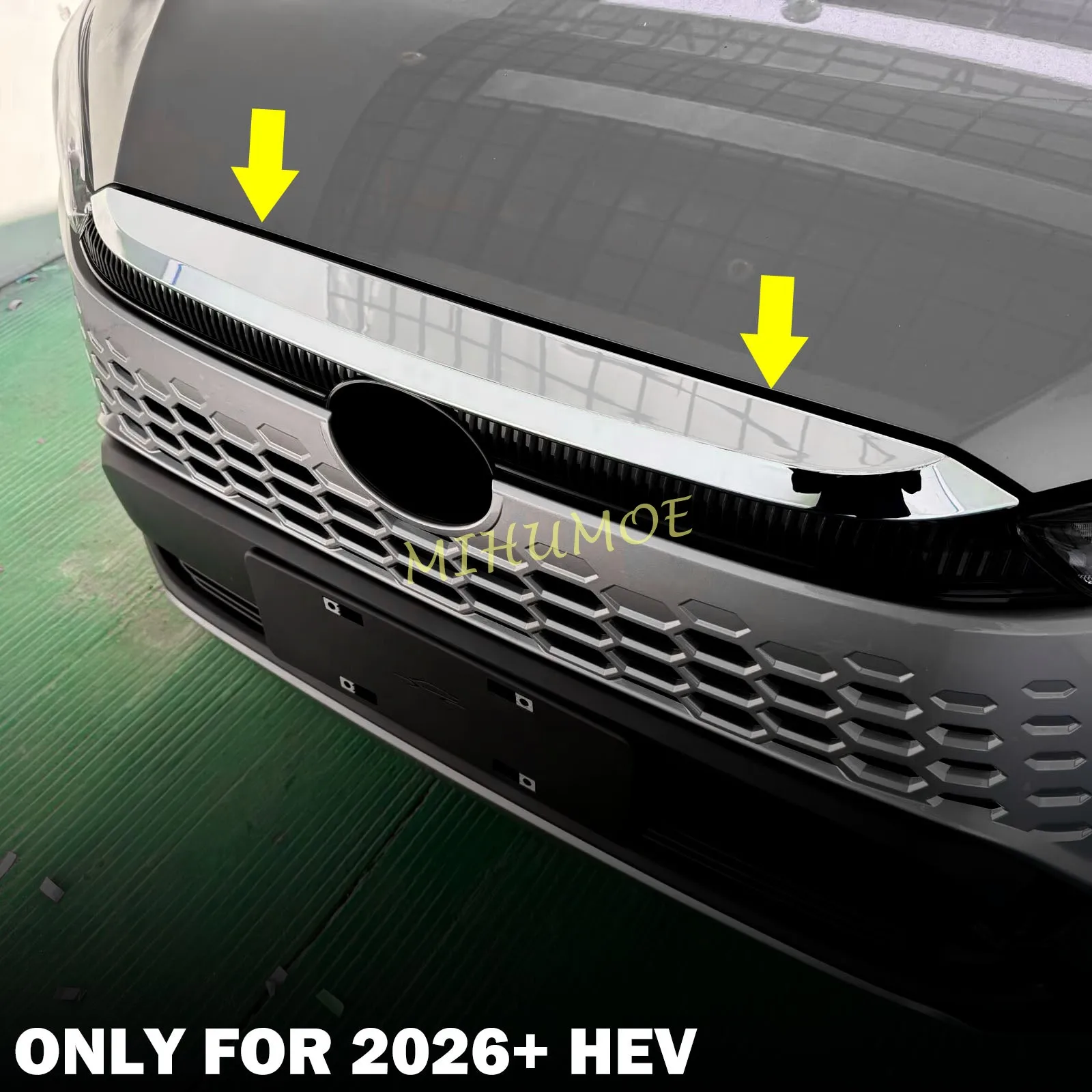

For 2026 Toyota Corolla Cross HEV Glossy Chrome Car Front Hood Grill Strip Cover Bonnet Accessories Trims