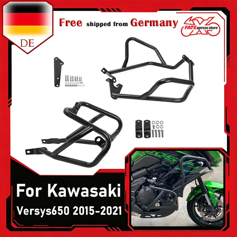 WOLFLINE Für Kawasaki Versys 650 Versys650 2015-2021 Motorrad-Sturzbügel, Highway-Bumper, Rahmen, nur der untere Teil