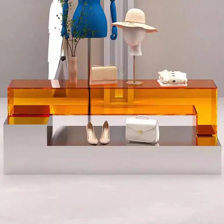 Clothing store display table Internet celebrity buyer store Nakajima water table creative stainless steel acrylic product