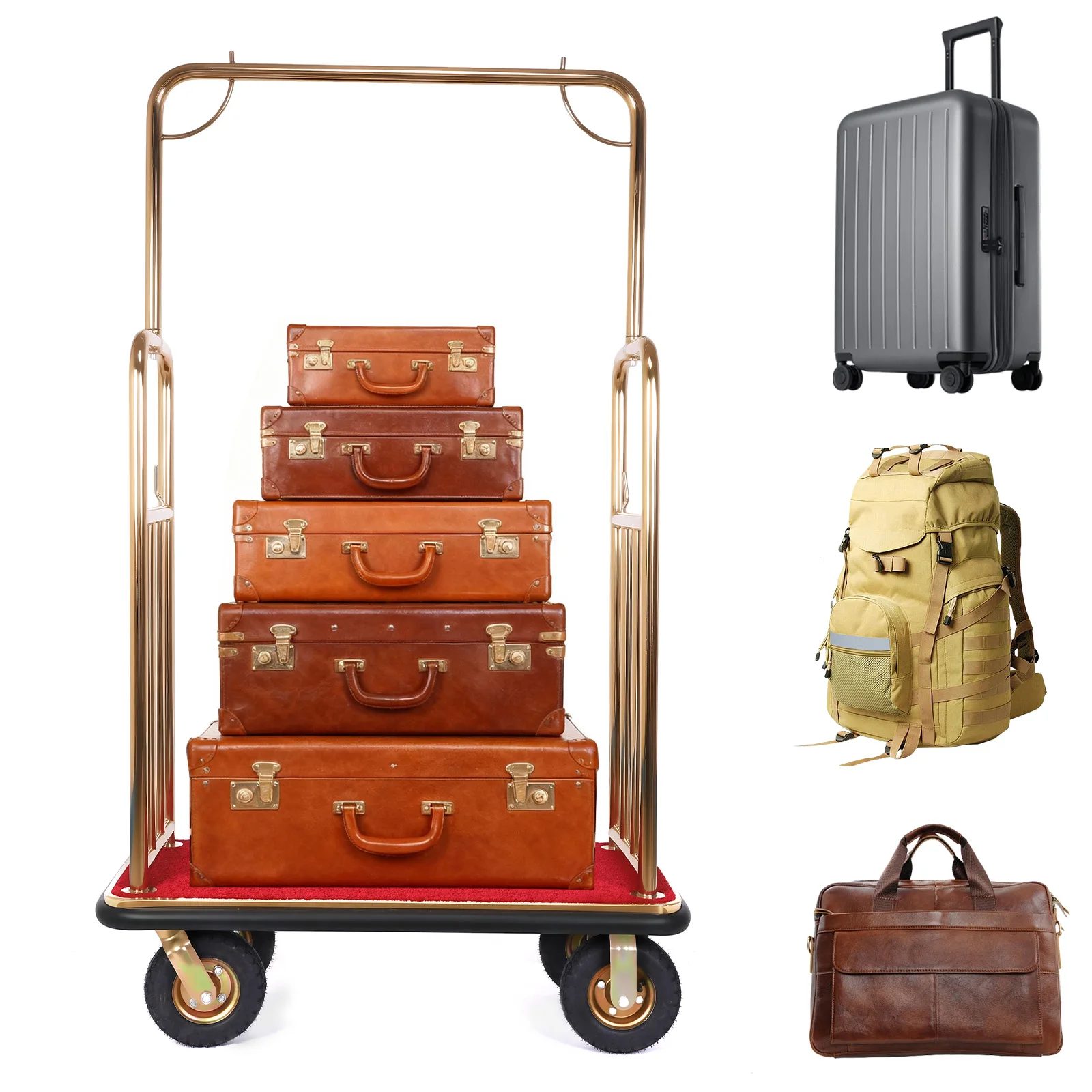 Hotel Luggage Cart 39Lx19Wx68H Inch Metal Hotel Luggage Trolley Up To 881LBS for Commercial Use Condos ResortsIdeal