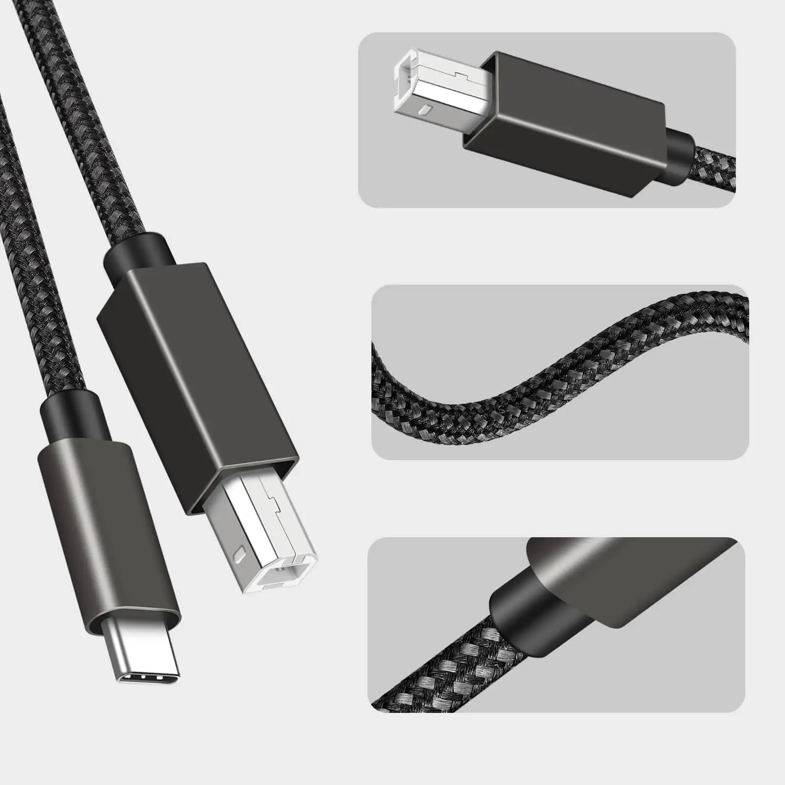 USB TYPE C To USB 2.0 Type B Printer Data Cable For Mobile Phone Notebook  Electronic Organ Universal Line  1.5m 2m 3m