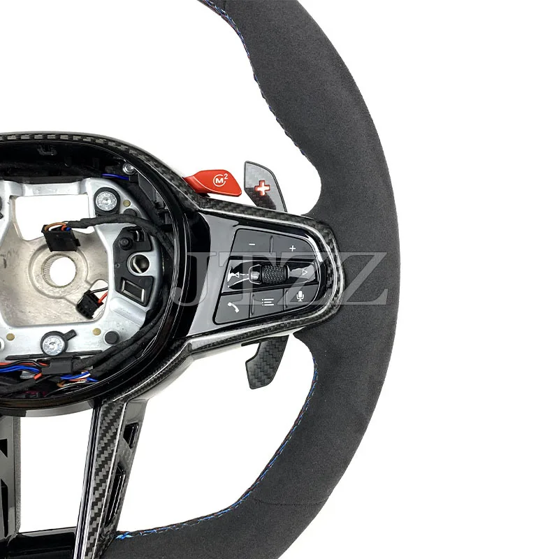 

Fengxuan For BMW G20 G30 G38 M3 M5 M6 Modified New MP Leather Carbon Fiber Trim Paddle Steering Wheel
