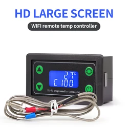 Tuya WIFI Remote High Temperature Controller Digital Programmable Thermostat K-type Thermocouple -99~999 Degrees ZFX-TW01