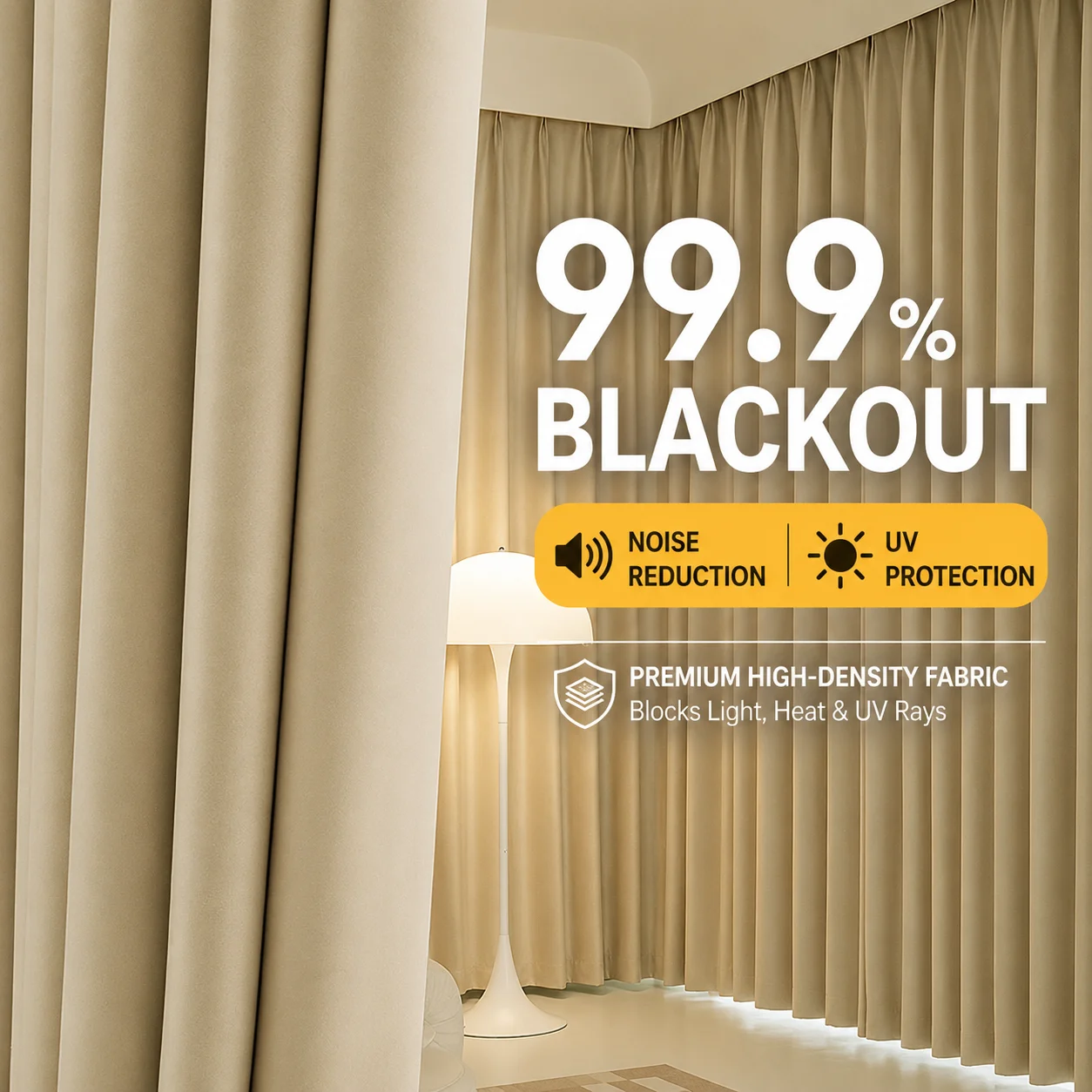 Cream Blackout Curtains Thickened Modern Luxury Curtain for Living Room Bedroom Hook Style Bay Light Blocking Curtain Home Decor