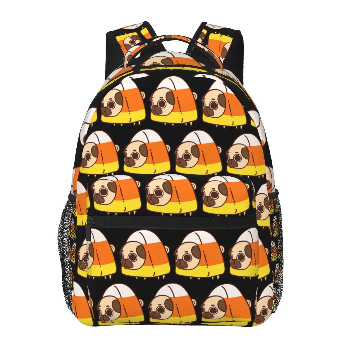 Candy Corn Puglie Pug Dog Backpacks Boys Girls Bookbag Students School Bags Cartoon Laptop Rucksack Shoulder Bag Large Capacity