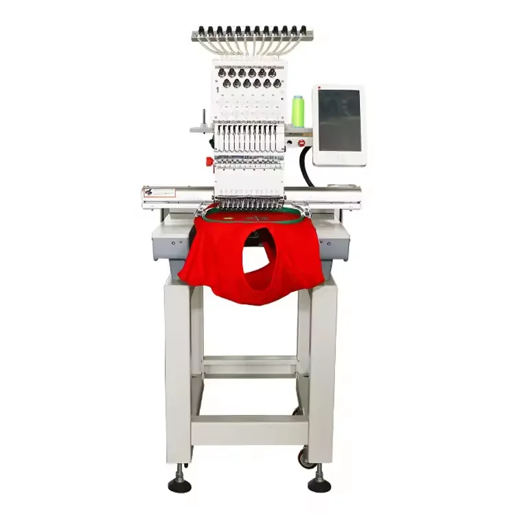 Multifunctional fully automatic new computer single head 15 needle flat top hat T-shirt embroidery machine computerized