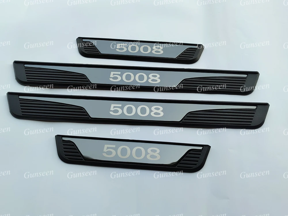 For Peugeot 5008 GT Car Door Sill Protector Scuff Plate Trim Interior Accessories Pedal Styling Sticker 2022 2020 2019 2018 2017