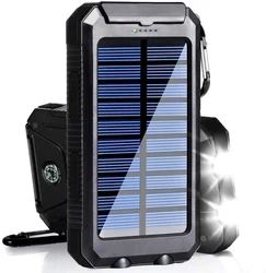 Outdoor Emergency Kit Solar Charger 20000mAh Portable Waterproof Solar Power Bank With LED Flashlights for Adventure Survival