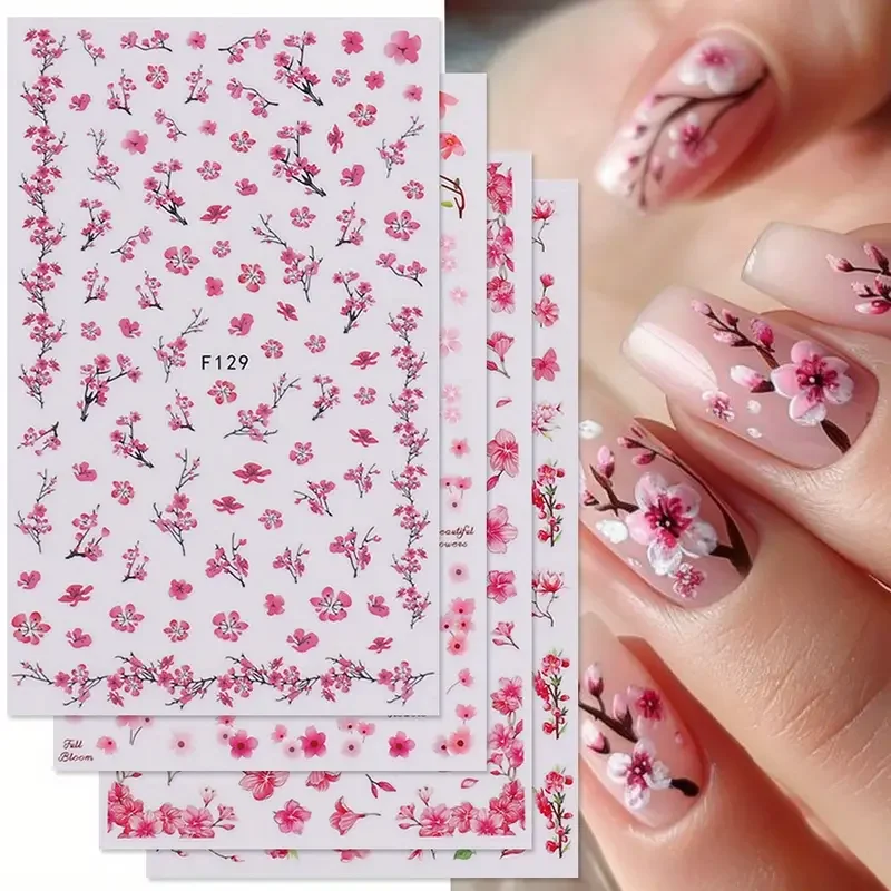 1PCS Sakura Nail Stickers Dandelion Nail Art Decoration Nail Decals Tulip Self-adhesive Flowers Stickers Press On Nails Stickers