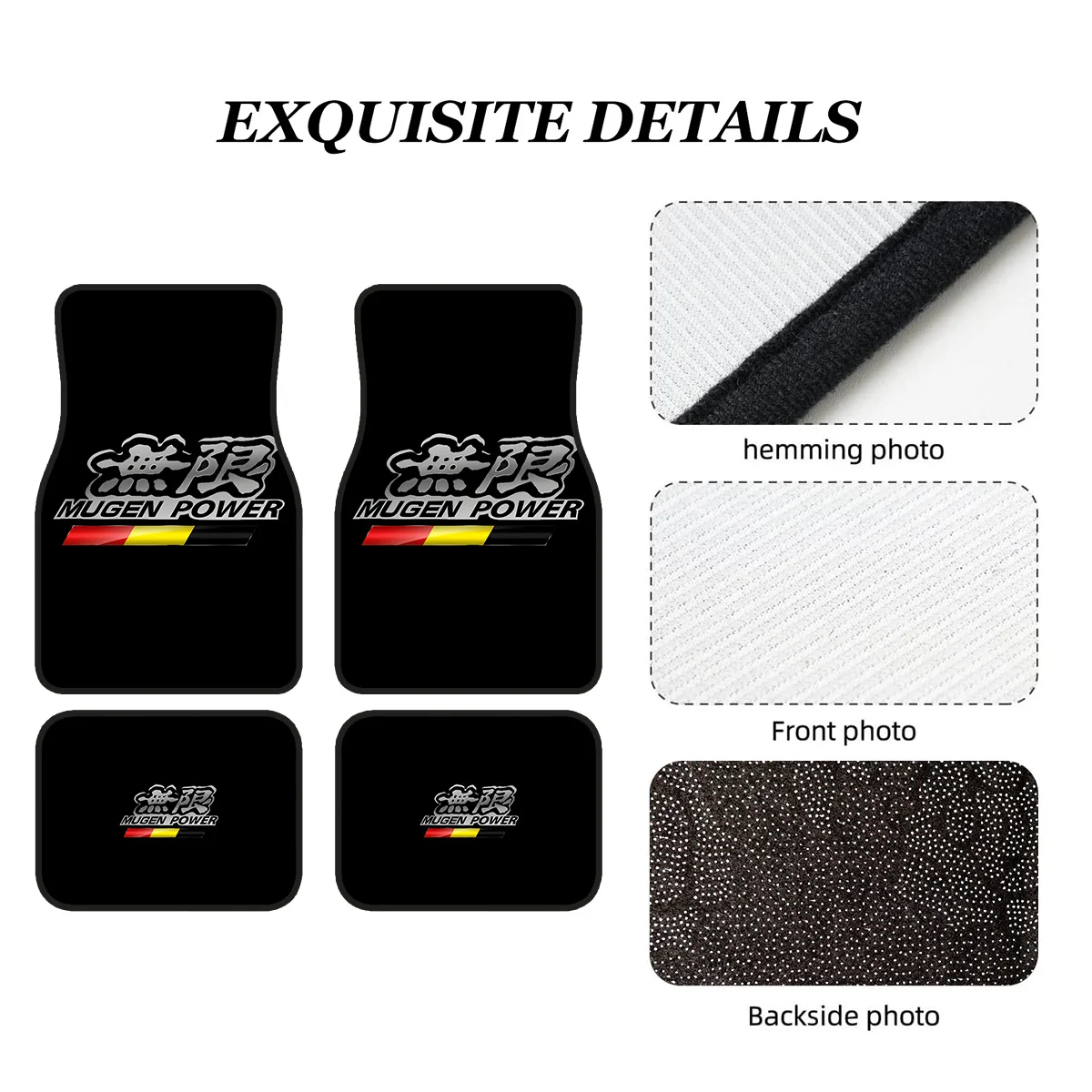 4pcs For HONDA MUGEN POWER Infinite Pattern Car Mats| Fits Sedans/SUVs,, Universal Fit, Interior Decoration view 5
