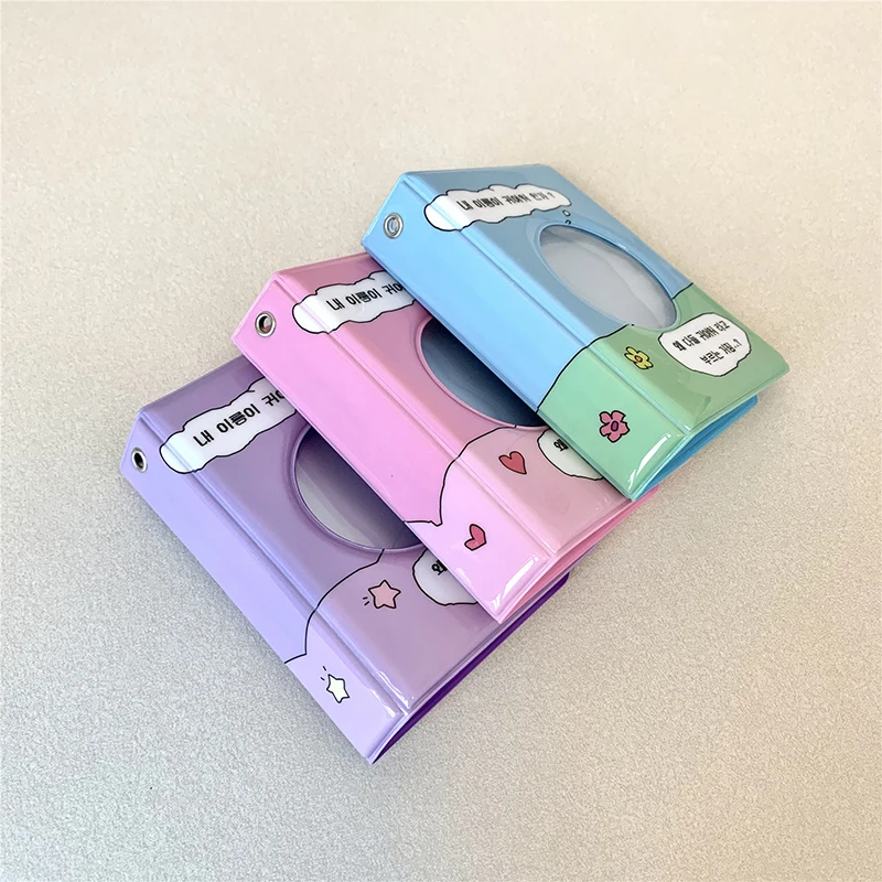 3 Inch Mini Photo Storage Album INS Photo Card Holder Stylish Idol PhotoCard Binder 40 Pockets Round Hollow Mini Binder Album