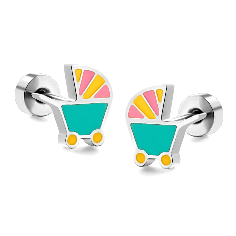 316L Chirurgisch Staal Oorbellen Leuke Stijl Meisjes Zilver Kleur Schroef Terug Stud Oorbellen Body Piercing Sieraden Party