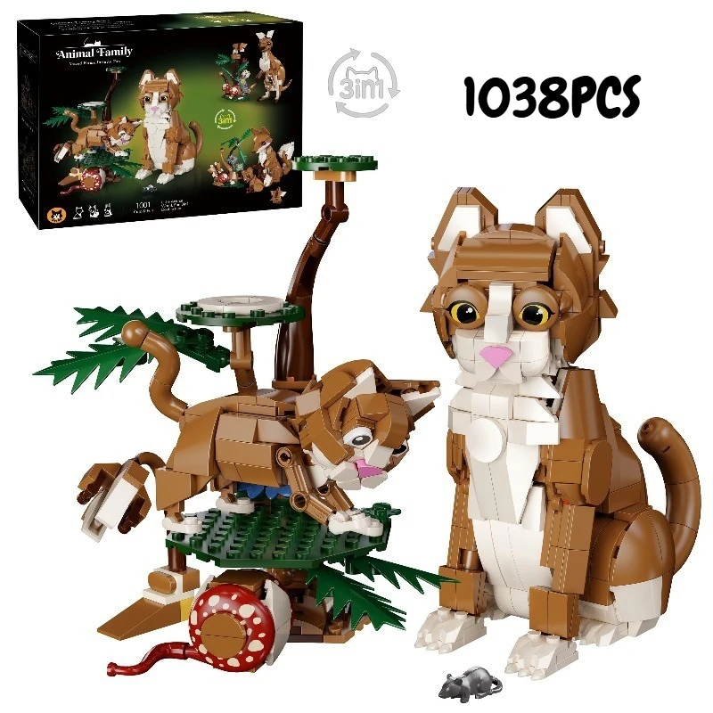

1038PCS Creative 3in1 Animal Family Model Building Blocks Desktop Ornament Construction Bricks Toy The Perfect Gift For Family