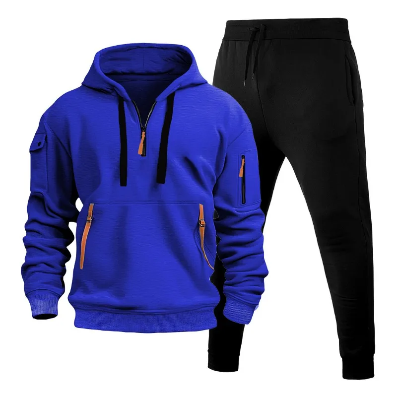 

Autumn and Winter Men's Sweatshirt Hoodie Zipper Multi-pocket Pullover Sports and Leisure Suit