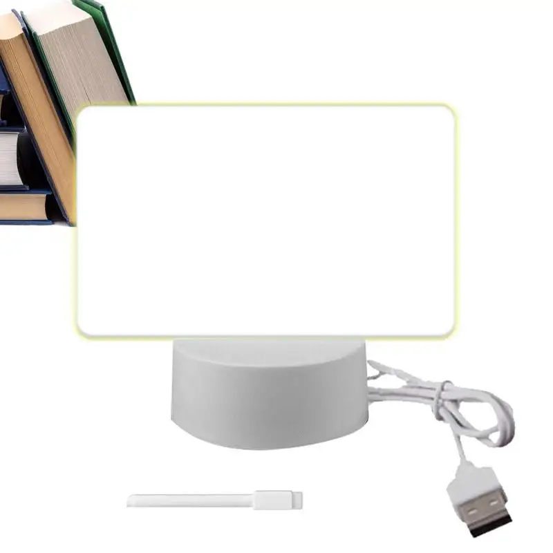 Детская Доска для объявлений, Настольная доска для записей с ручкой, акриловая доска для записей с мягкой искусственной настольной лампой, перезаписываемая и беспроводная