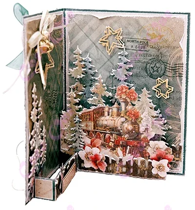 Winter Christmas Print Lace Metal Cut Dies and Stamps for DIY Scrapbooking Photo Album Embossing Decorative Paper Cards