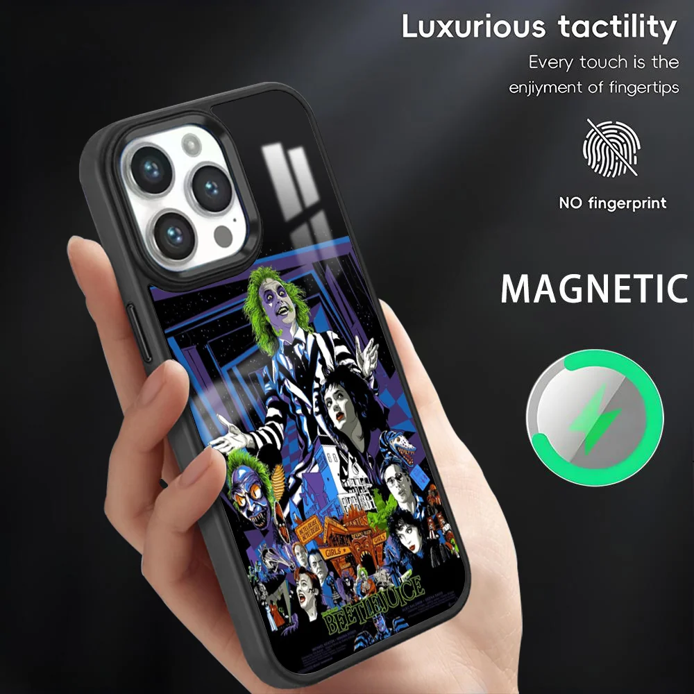 

B- Beetlejuices Movie Phone Case For iPhone 16 15 14 13 12 11 Pro Max Plus Mini Magnetic Magsafe Wireless Charging Cover Coque