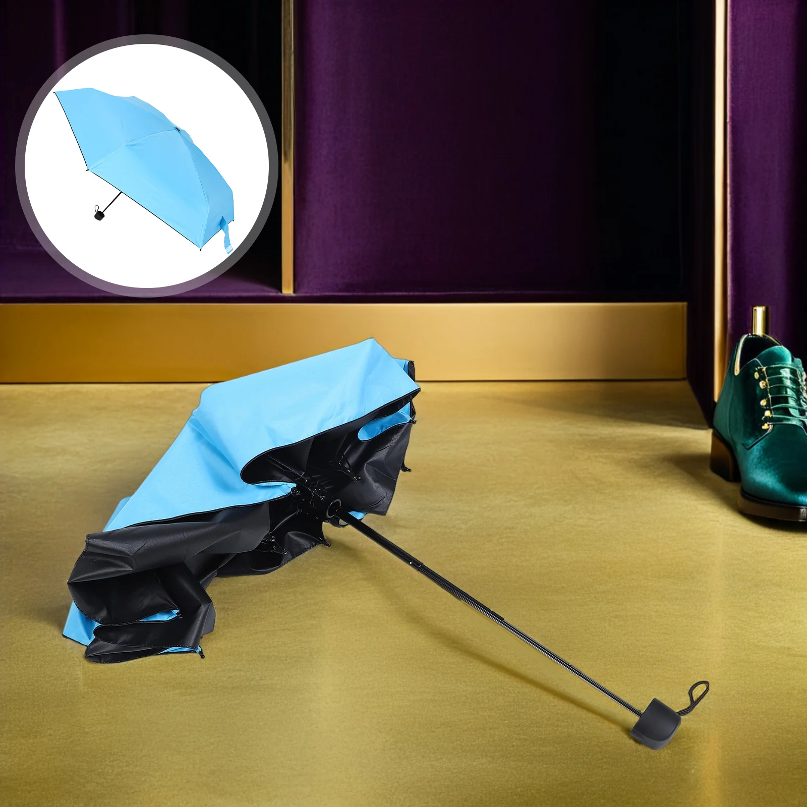 

Mini Folding Umbrella Compact 6- Uv Protection All Weather Travel Rain Windproof Pocket Umbrella Small Portable